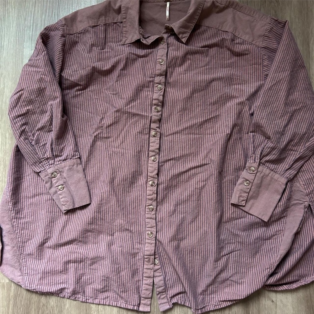 Free People Brown Casual Button Down Shirt